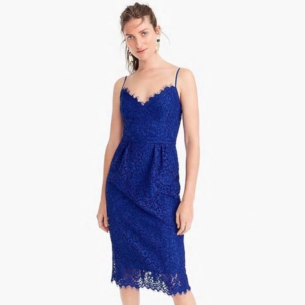 J. Crew blue lace spaghetti strap dress, size 00